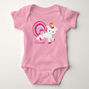 Body Para Bebê Boneca Bela Menina Unicórnio Arco-Íris Personaliza
