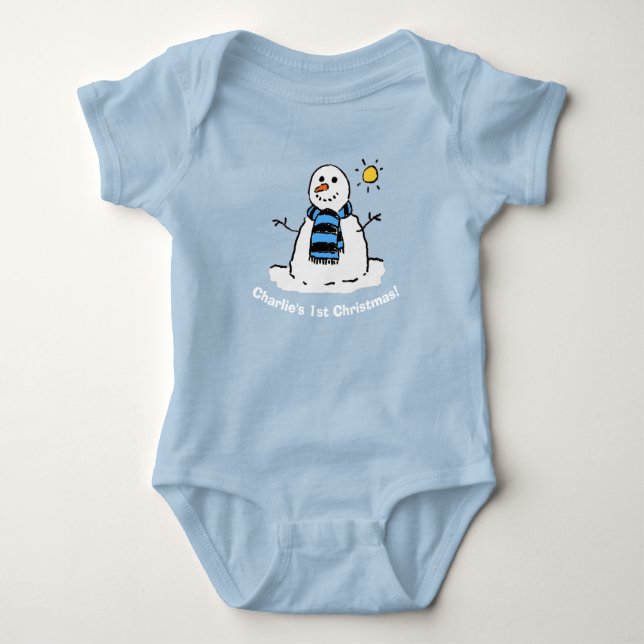 Body Para Bebê Boneco de neve com o nome do 1º Natal! (Frente)