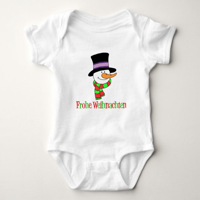 Body Para Bebê Boneco de Neve de Natal Alemão (Frente)