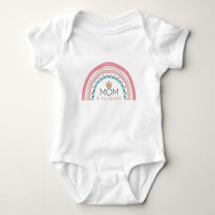 Body Para Bebê Bonita Design Watercolor Rainbow Mãe é Minha Rainh