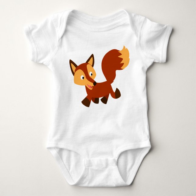Body Para Bebê Bonita e Feliz Cartoon Fox Baby Bodyfit (Frente)