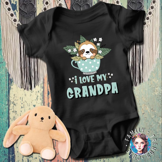 Body Para Bebê Bonita Floral Kawaii Raccoon Eu Amo Meu Avô (Criador carregado)