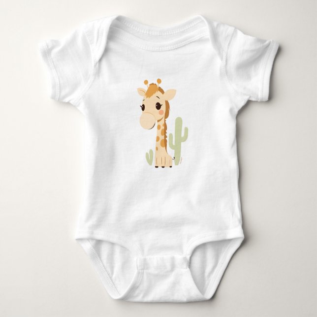 Body Para Bebê Bonita Girafa Baby Jersey Bodycase (Frente)