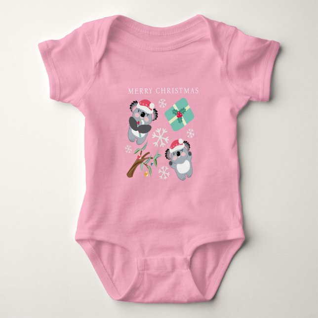 Body Para Bebê Bonita Koala de Natal (Frente)