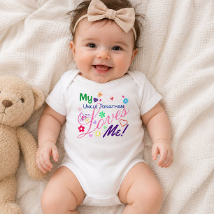 Body Para Bebê Bonita Menina Colorida Meu Tio Me Ama