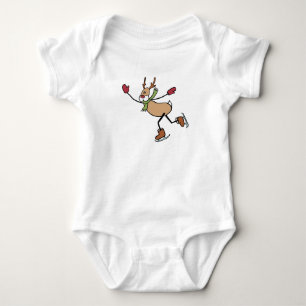 Body Para Bebê Bonita Reindeer Dançante - Natal