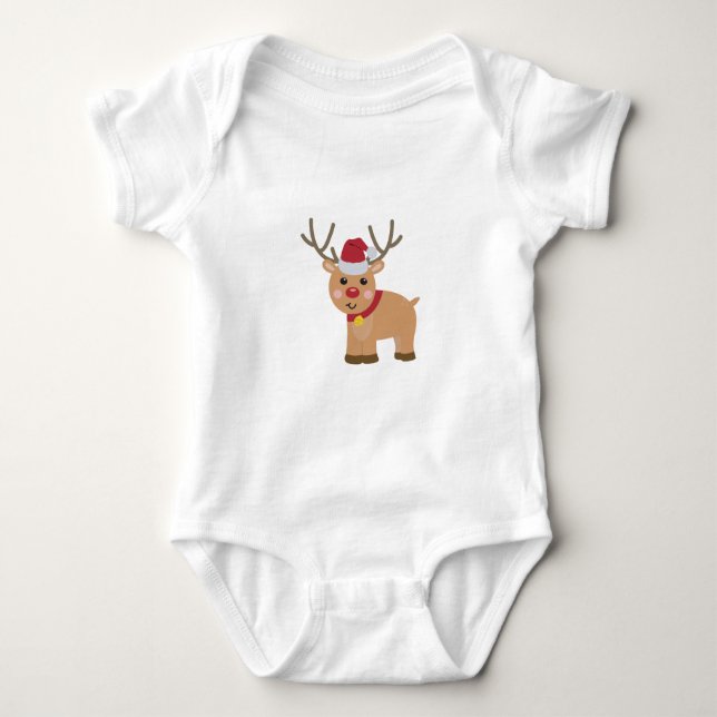 Body Para Bebê Bonita Reindeer de Natal (Frente)