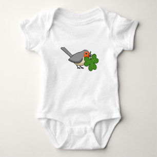 Body Para Bebê Bonita Robin com o Cartoon Shamrock Clover