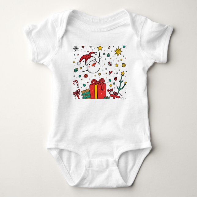 Body Para Bebê Bonita roupa de Natal (Frente)