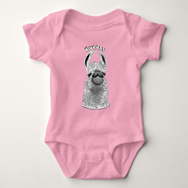 Body Para Bebê Bonita Trendy Whimsical Pattern Llama (Frente)