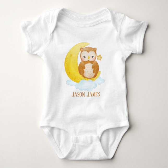 Body Para Bebê bonitinha unisex baby owy adiciona nome (Frente)
