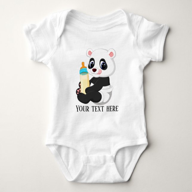 Body Para Bebê bonitinho unisex Panda urso adicionar texto (Frente)
