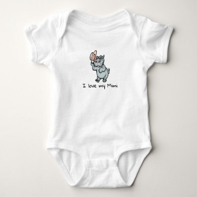 Body Para Bebê Bonito bebê Hippo Eu amo minha mimi (Frente)