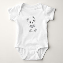 Bonito Bebê Panda Ilustração Bebê Jersey Bodyfato