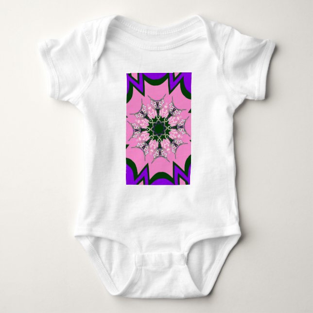 Body Para Bebê Bonito bebê rosa púrpura motif monograma de (Frente)