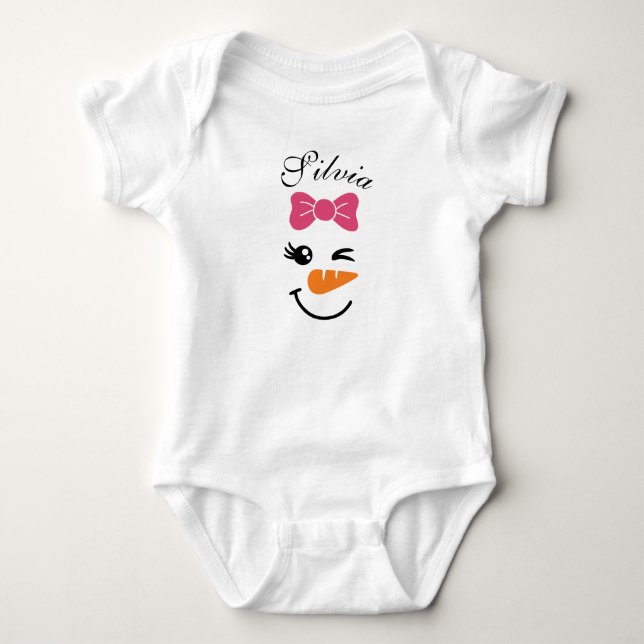 Body Para Bebê Bonito boneco de neve para o Natal (Frente)