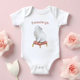 Body Para Bebê Bonito branco personalizado sentado no Travesseiro