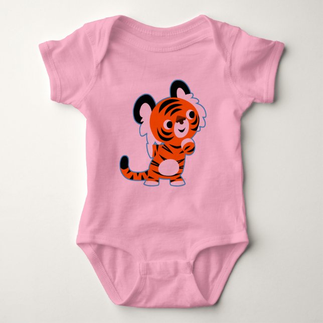 Body Para Bebê Bonito Cartoon Interessado Tiger Baby Clothing (Frente)