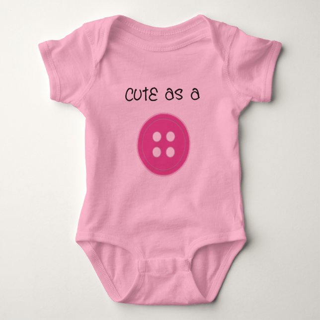 Body Para Bebê Bonito como botão - Menina (Frente)