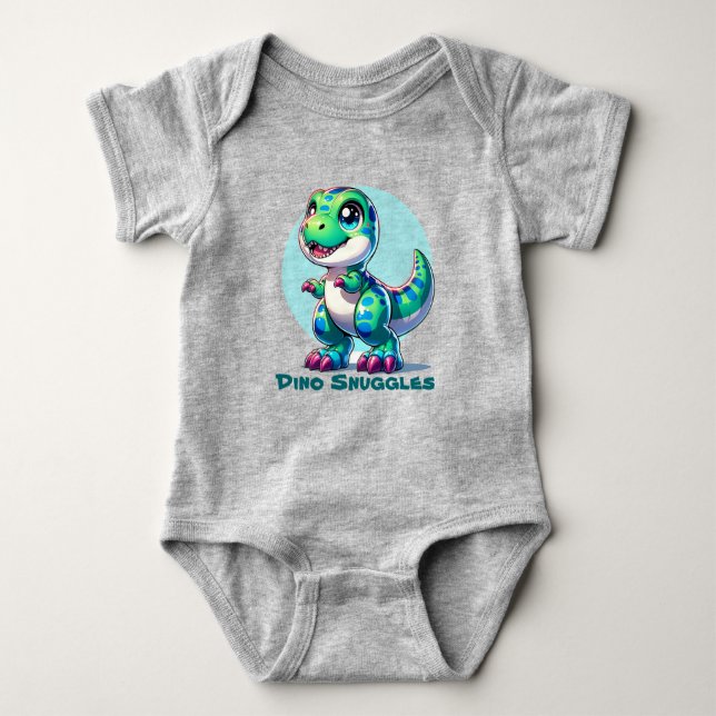 Body Para Bebê Bonito Dinossauro Bebê Bodycase Dino Snuggles (Frente)