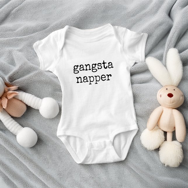 Body Para Bebê Bonito Dorminhoco Divertido Gangster (Cute Funny Gangsta Napper Baby Bodysuit)