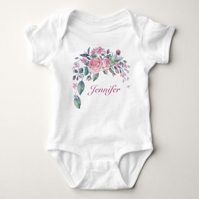 Body Para Bebê Bonito Floral Personalizada Baby Girl (Frente)