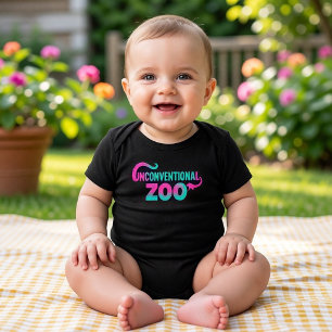 Body Para Bebê Bonito Macacão Preto de Duas Faces do Zoológico Nã