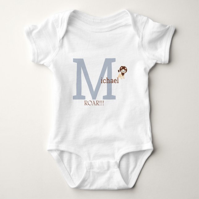 Body Para Bebê Bonito Monograma Lion Baby Boy Bodysim (Frente)