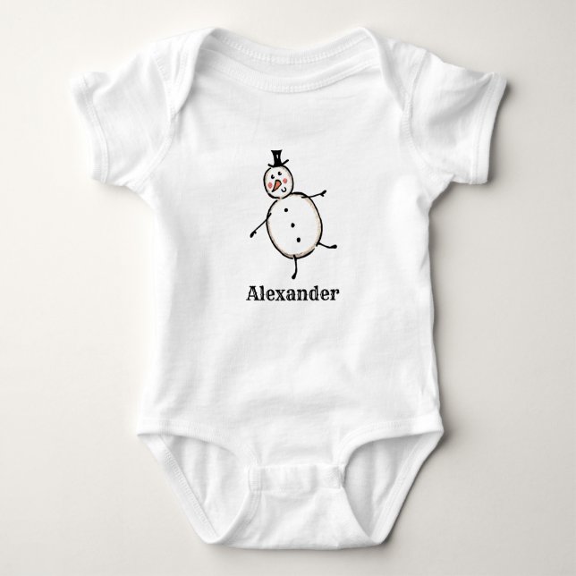 Body Para Bebê Bonito Natal Personalizado Snowman Bebê Bodydress (Frente)