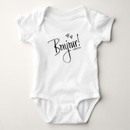 Body Para Bebê "Bonjour!" com o nome personalizado opcional