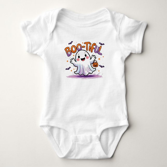 Body Para Bebê Boo Bonito Bebê Fantasma Roupa De Halloween (Frente)