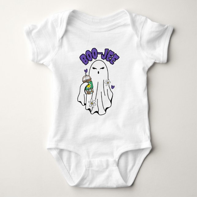 Body Para Bebê Boo-Jee Cute halloween Ghost com café gelado (Frente)