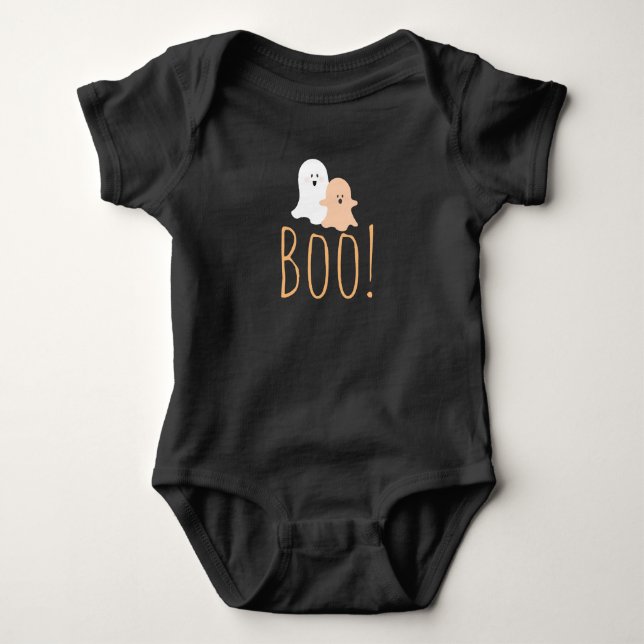 Body Para Bebê Boo preto e branco! Ghosts Halloween (Frente)