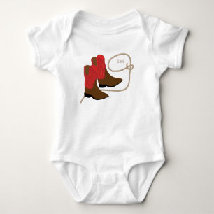 Body Para Bebê Boots & Lasso Red & Brown Cowboy, Personalizado