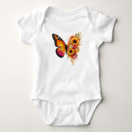 Body Para Bebê Borboleta Aquarela PNG Girassol Design Floral