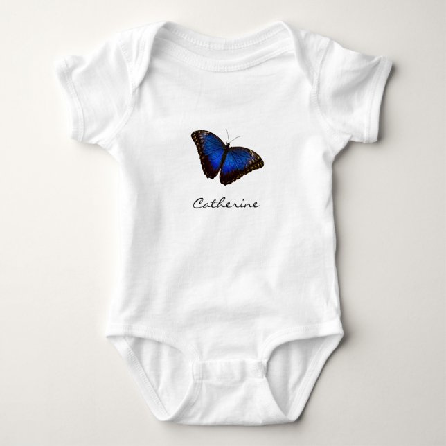 Body Para Bebê Borboleta Azul Personalizada com Nome (Frente)