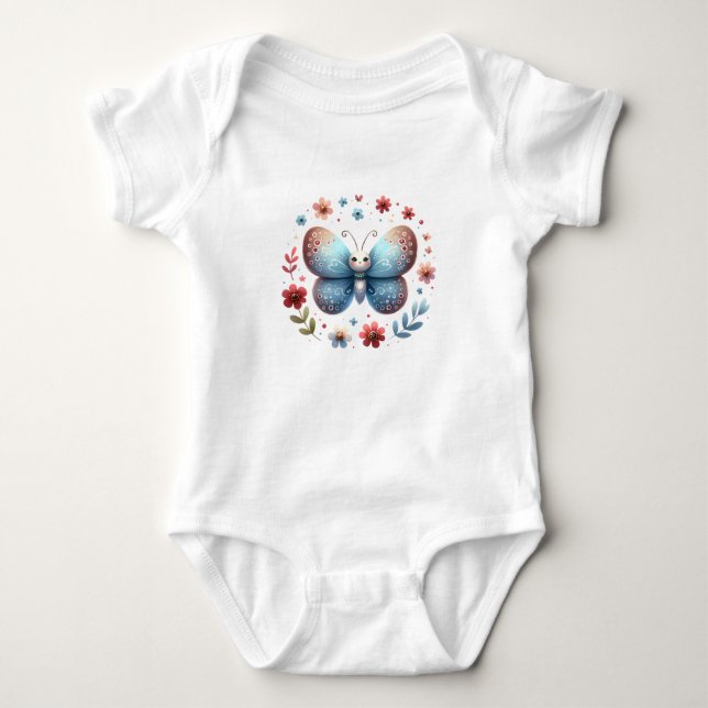 Body Para Bebê Borboleta Bebê Fofa com Flores (Frente)