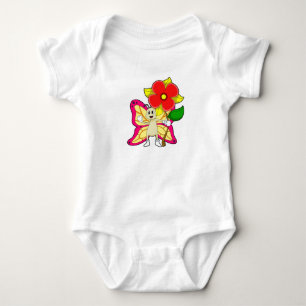 Body Para Bebê Borboleta com Flor
