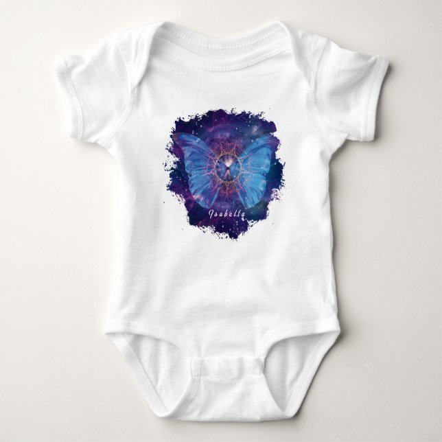 Body Para Bebê Borboleta Morpho / Galaxy Mandala (Frente)