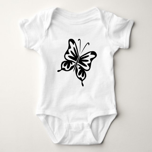 Body Para Bebê Borboleta Retroativa - Preto (Frente)