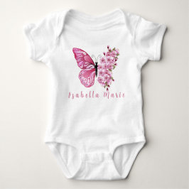 Body Para Bebê Borboleta rosa Nome Personalizado Cute Morden