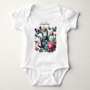 Body Para Bebê Borboletas, água de garrafa e Jeans azuis