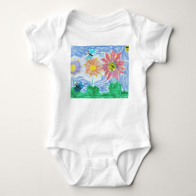 Body Para Bebê Borboletas e flores por john (Frente)