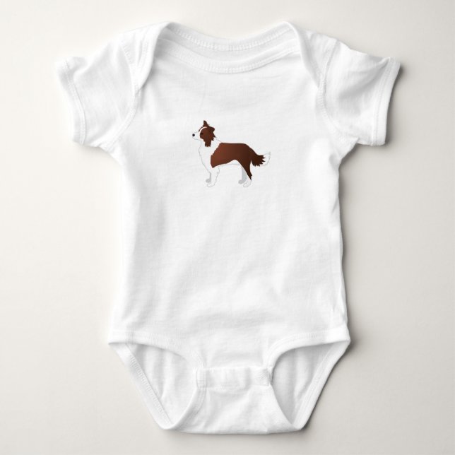 Body Para Bebê Borda Collie Red Dog Breed Side View Silhouette (Frente)