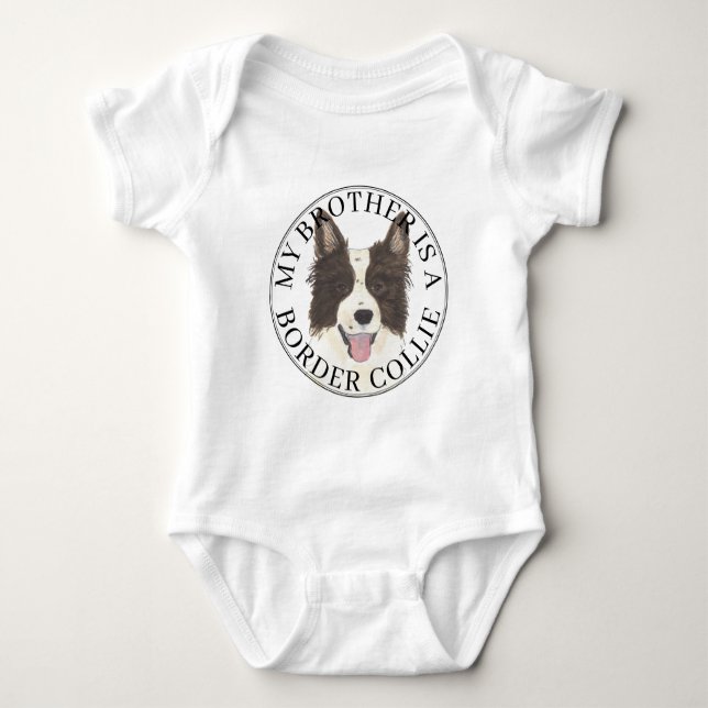 Body Para Bebê Border Collie Cachorro Irmão Mais Velho (Frente)