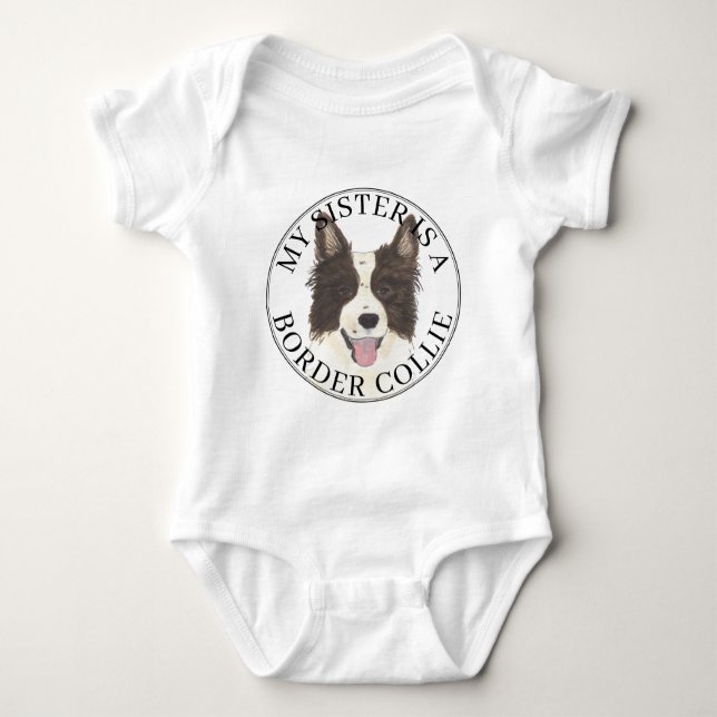 Body Para Bebê Border Collie Dog Big Sister (Frente)