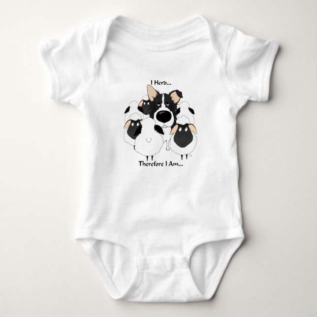 Body Para Bebê Border collie - rebanho de I… conseqüentemente eu (Frente)