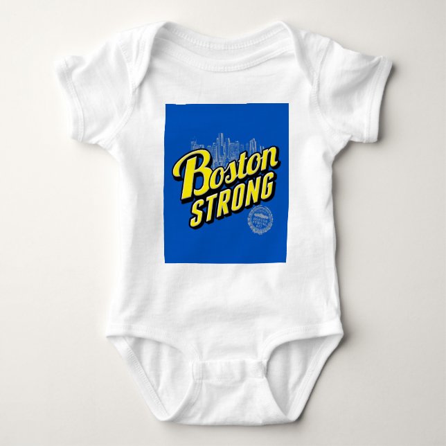 Body Para Bebê Boston City Strong Lembra de Azul (Frente)