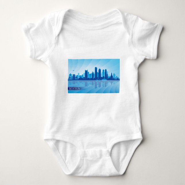 Body Para Bebê Boston Skyline (Frente)