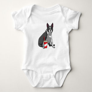 Body Para Bebê Boston Terrier com bebida
